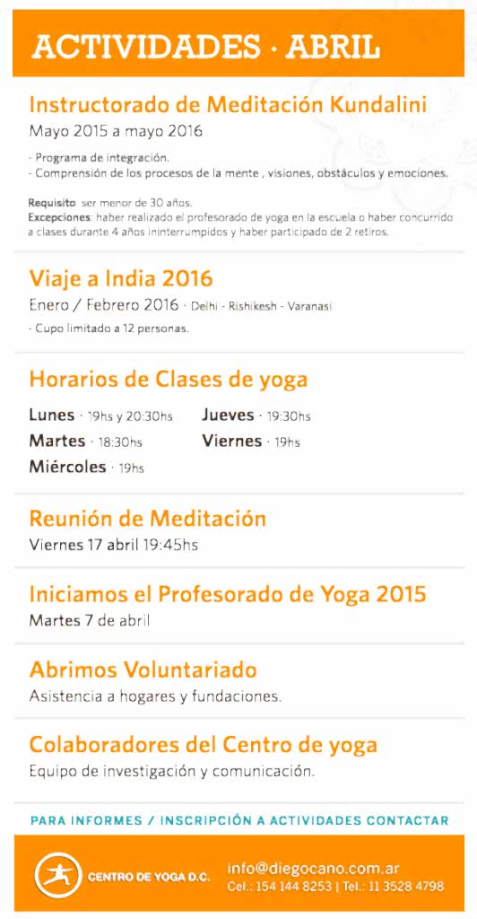 ACTIVIDADES DEL CENTRO DE YOGA DC · PALERMO